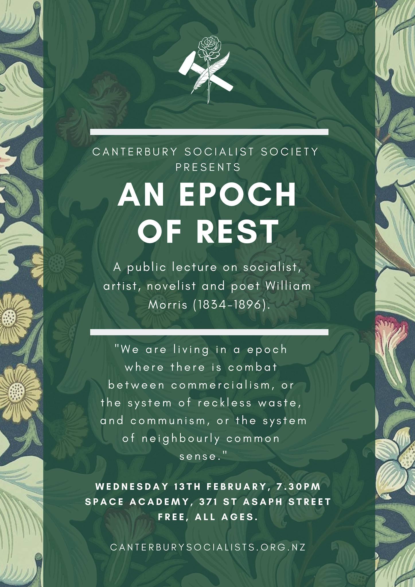 CSS Public Lecture: “An Epoch of Rest” William Morris (1834-96)