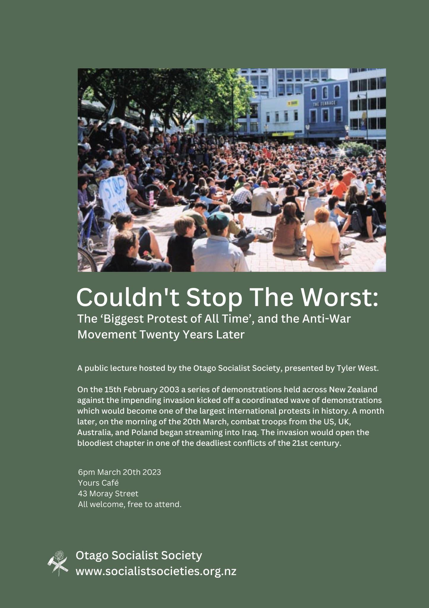 OSS Public Lecture: Couldn’t Stop The Worst – The Anti-War Movement Twenty Years Later