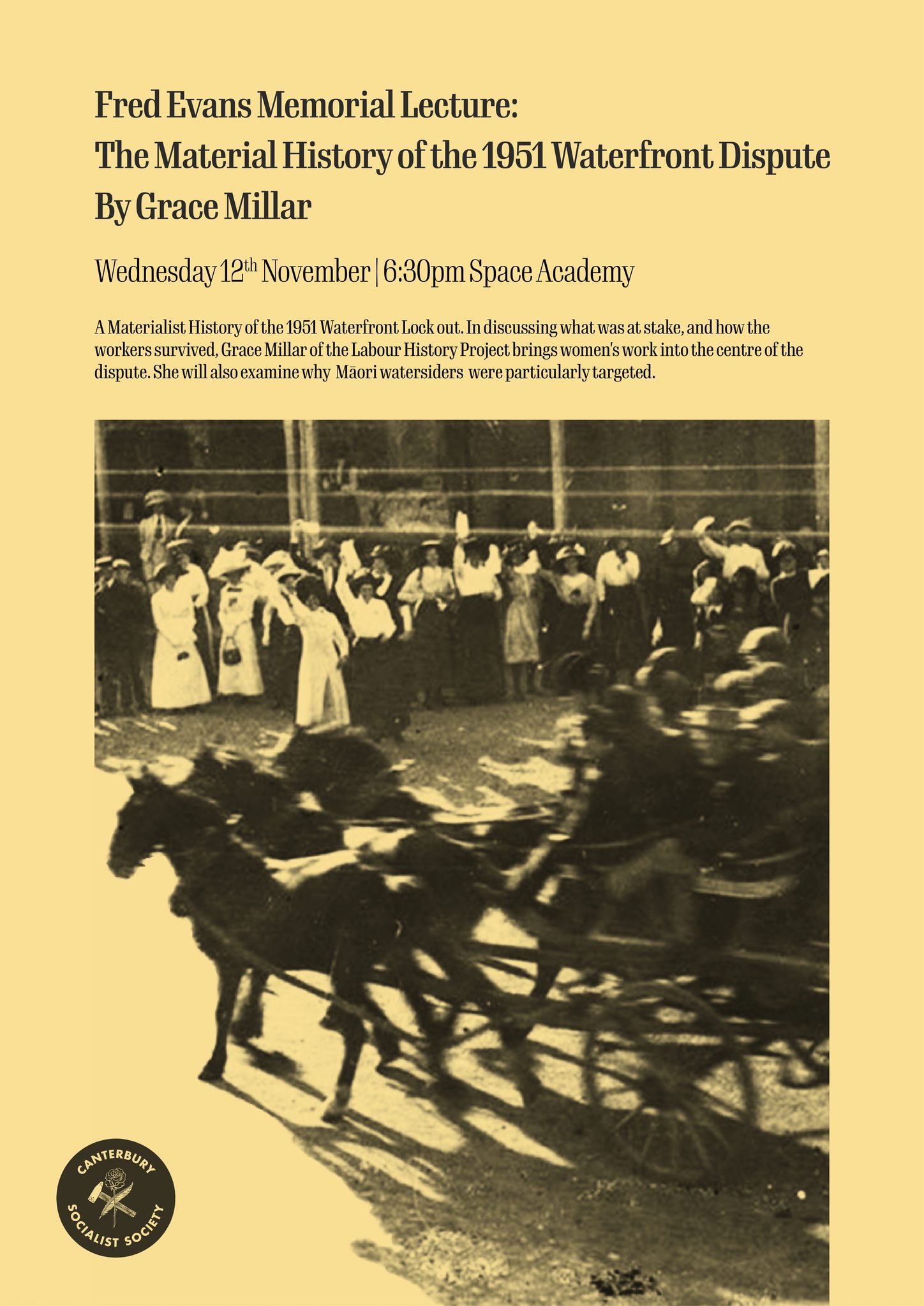 Fred Evans Memorial Lecture: The Material History of the 1951 Waterfront Dispute by Grace Millar